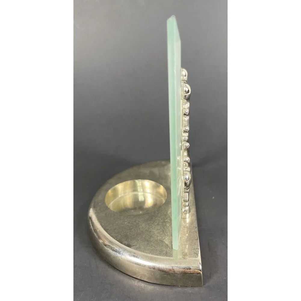 Silver Plated and Frosted Glass Snowflake Candle Holder